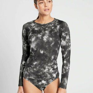 ATHLETA Supernova Crew Rashguard XXS / Black Long Sleeve Swim Top NEW